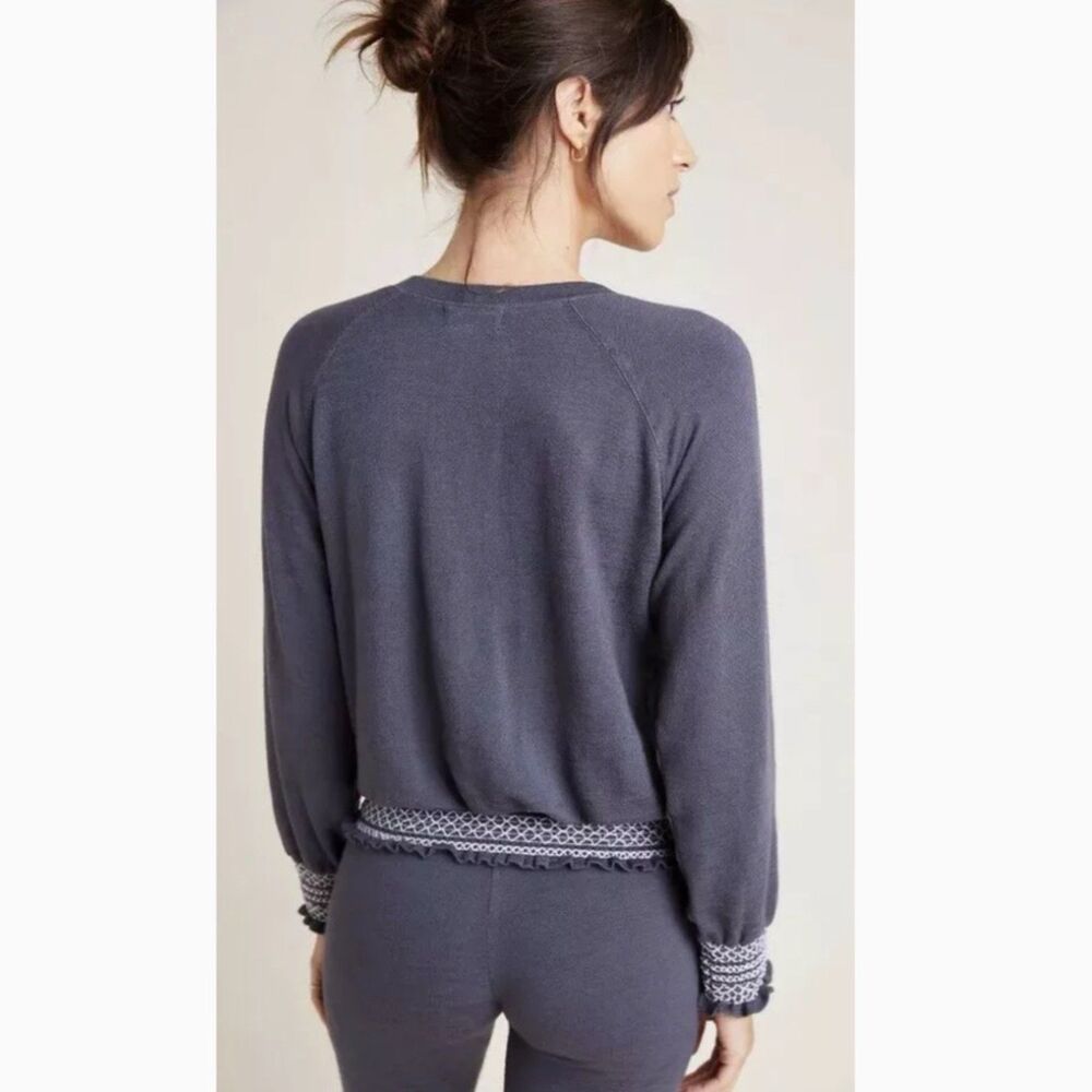 Anthropologie Monrow Smocked Raglan Sweatshirt, Medium, Loungewear Comfort USA - Picture 2 of 11